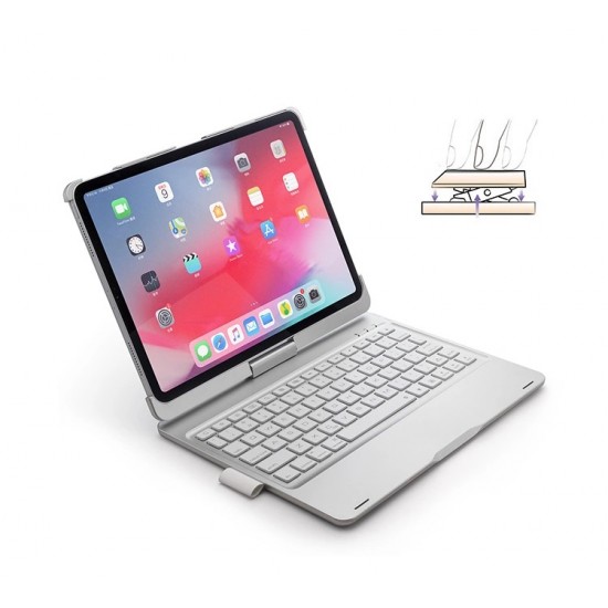 iPad Pro 11 inch 2018 360 Rotating Backlit Wireless Bluetooth Keyboard-Silver