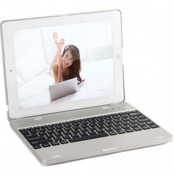 iPad 2/3/4 Bluetooth Keyboard+Plastic Stand Case 4000mah power bank silver