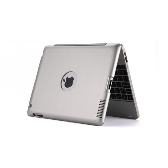 iPad 2/3/4 Bluetooth Keyboard+Plastic Stand Case 4000mah power bank silver