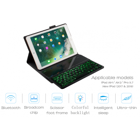 New iPad 2018/2017 iPad Air/Air 2/Pro 9.7 wireless bluetooth smart keyboard case