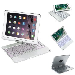 iPad Air 1/2/Pro 9.7/2017 iPad 360 Rotating Backlit Bluetooth Keyboard silver