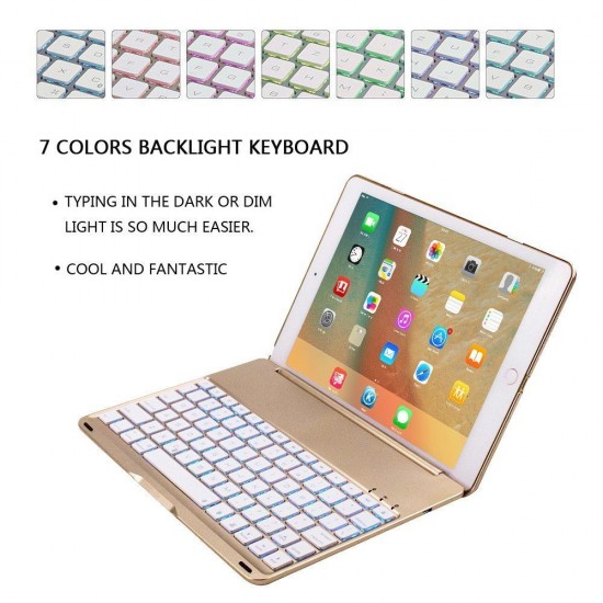 iPad 2017/2018 iPad Air 1 Bluetooth wireless keyboard Cover with backlit Gold