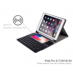 New 2019 iPad 10.2 inch 7th Bluetooth Keyboard Case with Qi Wireless charging