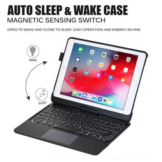 iPad 7th / 10.2 Air 3 2019/ Pro 10.5 2017 360 degree Rotating Led Backlit Bluetooth Touchpad Keyboard