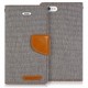 iPhone 7 plus / 8 plus Goospery Canvas Fabric Leather Protect Diary Case Grey