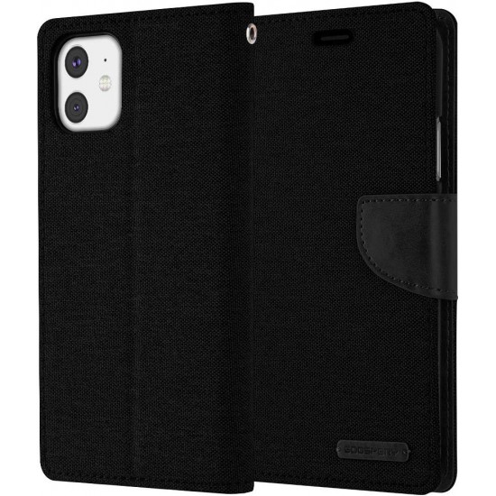 iPhone 11  MERCURY Goospery Canvas Flip Case Wallet 6.1 inch black