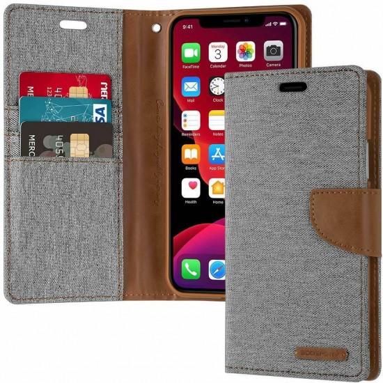 iPhone 11 Pro MERCURY Goospery Canvas Flip wallt Case Grey 5.8 inches