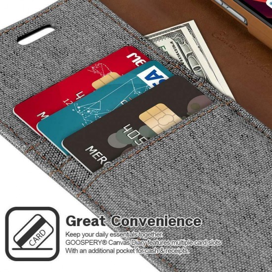 iPhone 11 MERCURY Goospery Canvas Flip Case Wallet Grey 6.1 inch