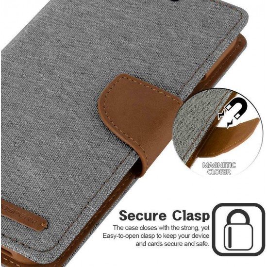 iPhone 11 Pro Max MERCURY Goospery Canvas Flip wallt Case Grey 6.5"