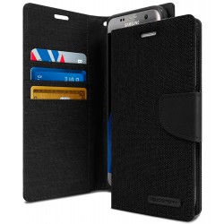 Samsung Galaxy S7 GOOSPERY® Fabric Leather Wallet kickstand case black