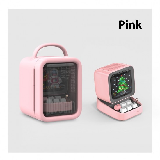 Ditoo Retro Pixel Art Bluetooth Speaker With DRY LED App Controlled Screen-Pink