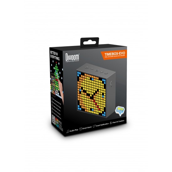 Divoom Timebox Evo Portable Bluetooth Pixel Art Speaker With LED Panel -Black