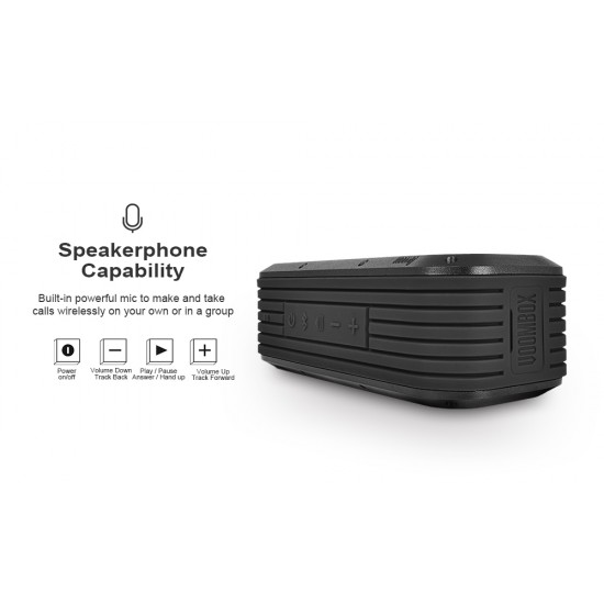 Voombox Outdoor Water Resistant Wireless Bluetooth Speaker with Mic NFC-Black