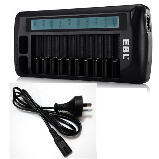 12 Slot Bay LCD Display Ni-MH Ni-CD 9V AA AAA Rechargeable Battery Smart Charger