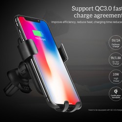 Fast car Charging Qi wireless charger phone holder Mount Air outlet