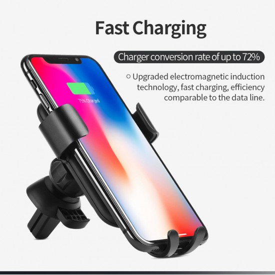 Fast car Charging Qi wireless charger phone holder Mount Air outlet