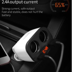 Dual USB Ports Power Cigarette Lighter Socket In-car car Charger Digital Display