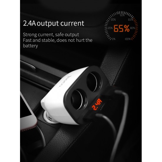 Dual USB Ports Power Cigarette Lighter Socket In-car car Charger Digital Display