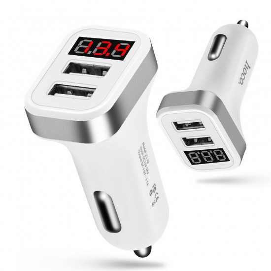 Digital Display Dual USB Ports Car Charger Voltage Current Car Charger for Phone