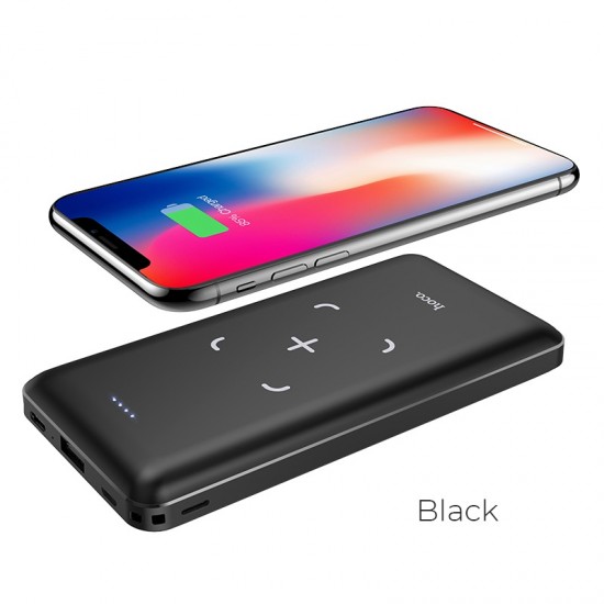 Potable Mobile Wireless charging power bank 10000mAh with LED indicator-Black