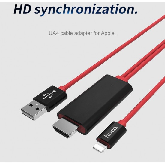 2M iPhone/iPad Lightning to HDMI Digital 1080P HDTV TV Adapter Smart Cable Red