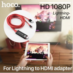 2M iPhone/iPad Lightning to HDMI Digital 1080P HDTV TV Adapter Smart Cable Red