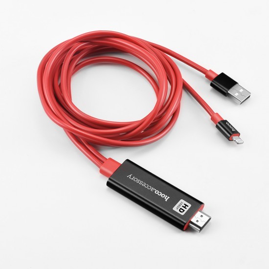 2M iPhone/iPad Lightning to HDMI Digital 1080P HDTV TV Adapter Smart Cable Red