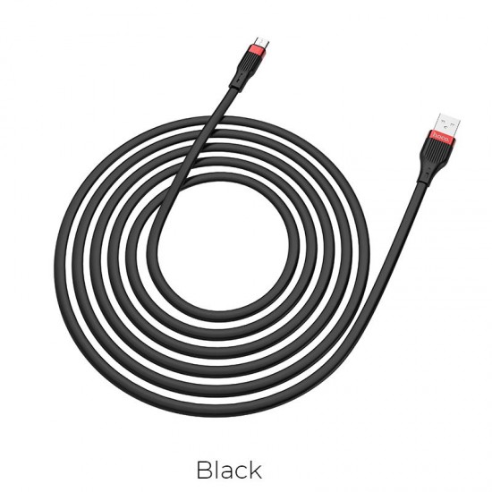 Mobile Phone Micro-USB charging data cable 1.2m silicone braid current 2.4A-Black