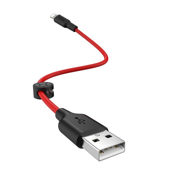 Lightning charging data cable 0.25m silicone braid current 2.4A-Red