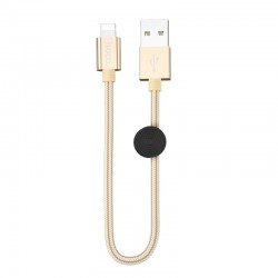 Premium Lightning charging data cable 0.25m current 2.4A with round wire clip-Gold