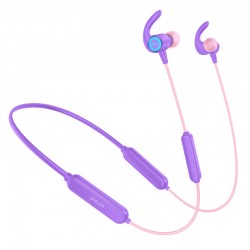 Fitness Wireless Bluetooth Headphones Neckband LED Light  With Mic Purple