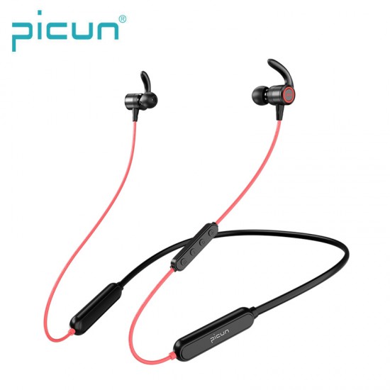 Magnetic Wireless Bluetooth Headphones Neckband LED Light HiFi Stereo With Mic-Red