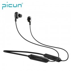 Wireless Bluetooth 5.0 In-ear Dual Speaker Hybrid Sports Neckband Earphones-Black