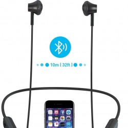 Magnetic In Ear Bass Lightweight Neckband Fitness Gym Sports Bluetooth Wireless Earphones with Mic Black