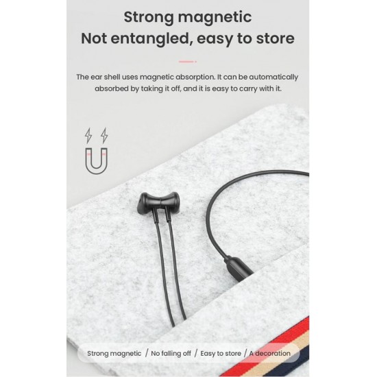 Magnetic In Ear Bass Lightweight Neckband Fitness Gym Sports Bluetooth Wireless Earphones with Mic Black