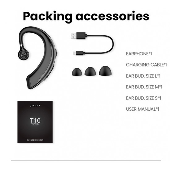 In ear Sport Wireless Bluetooth 5.0 Earhook Single side Earphone with Mic