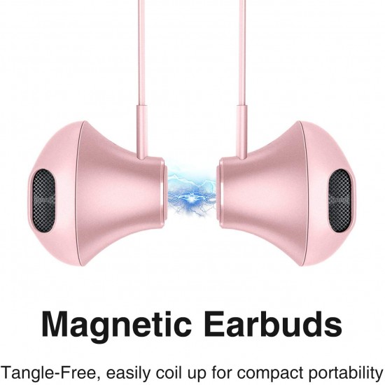 Wireless Bluetooth 5.0 Sport Gym Running Headphones Magnetic  with Mic Pink