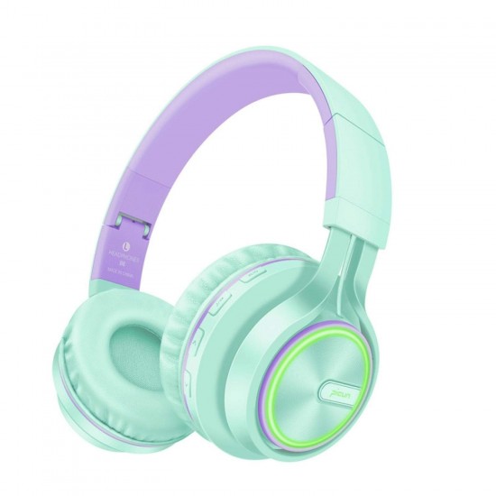 Bluetooth Fordable Headphones Wireless Headsets with 7 Color LED Light For phone-Mint