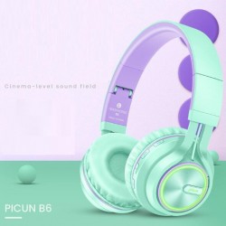 Bluetooth Fordable Headphones Wireless Headsets with 7 Color LED Light For phone-Mint