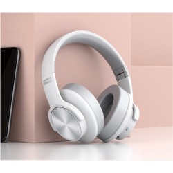 BT 5.0 Over Ear 1000mAh 42Hrs Play Touch Bass Stereo Wireless Headphone with Mic White