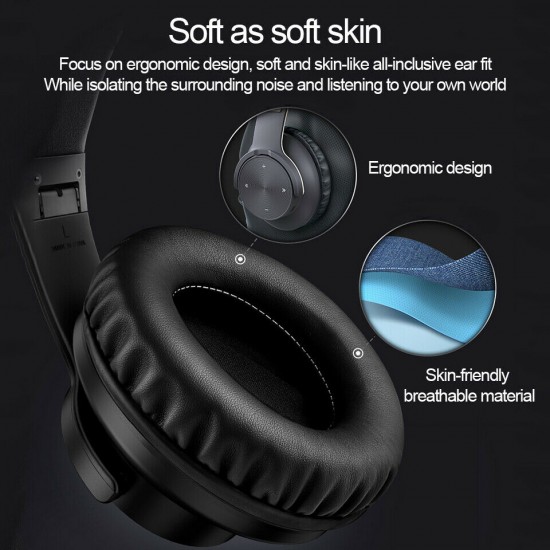 BT 5.0 Over Ear 1000mAh 42Hrs Play Touch Bass Stereo Wireless Headphone with Mic