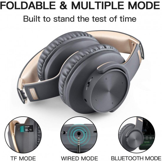 Over Ear 40H Wireless Bluetooth V5.0 Foldable Headphones Super Bass With Mic