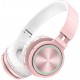 Wireless Bluetooth Headphones LED light With Mic Foldable Headset Rose Gold