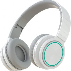 Wireless Headphones Bluetooth 5.0 Foldable Headphone Headset with Mic Led White