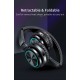 Wireless Headphones Bluetooth 5.0 Foldable Headphone Headset with Mic Led Black