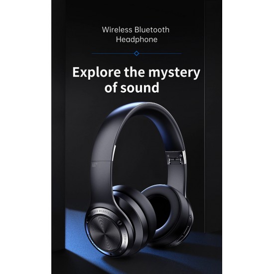 Wireless Headphones Bluetooth 5.0 Headset 40H Play time Touch Control Stereo with Mic Support TF for phone PC-Black