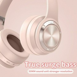 Wireless Headphones Bluetooth 5.0 Headset 40H Play time Touch Control Stereo with Mic-Pink