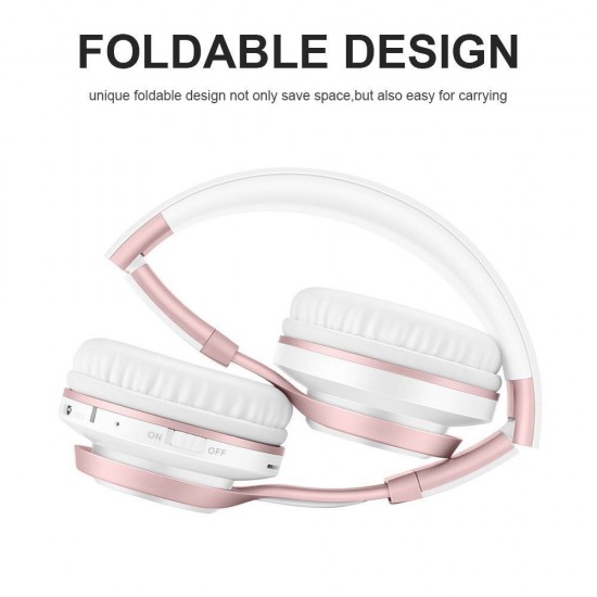 Wireless Bluetooth Headphones HiFi Stereo Headset with Mic Light weight Foldable