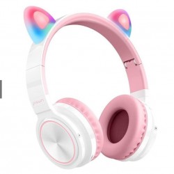 LUCKY CAT Style LED Color Changing Wireless Bluetooth Headsets with Mic-White Pink