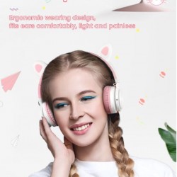 LUCKY CAT Style LED Color Changing Wireless Bluetooth Headsets with Mic-Mint